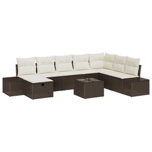 vidaXL Tuin Sofa Set met kussen 9 pcs Bruin Poly riet