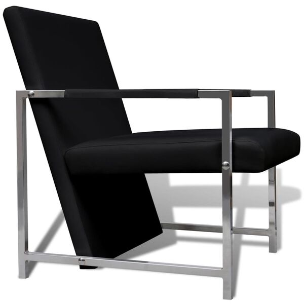 vidaXL Fauteuils 2 st met chroom frame kunstleer zwart