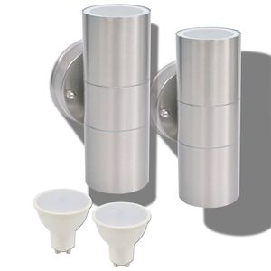 vidaXL LED-wandlamp buiten op-/neerwaarts RVS 2 st