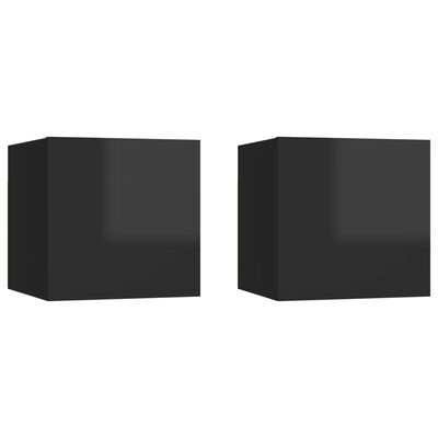 vidaXL Nachtkastjes 2 st 30,5x30x30 cm spaanplaat hoogglans zwart