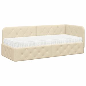 vidaXL Hoekbedframe Cr&egrave;me 80 x 200 cm Stof