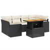 vidaXL 7-delige Loungeset met kussens poly rattan zwart