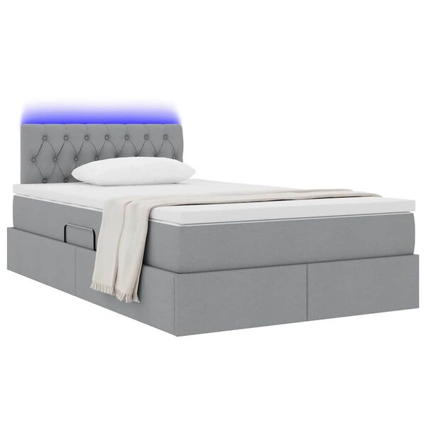 vidaXL Opbergbed met LED met matras Lichtgrijs 120 x 200 cm Stof
