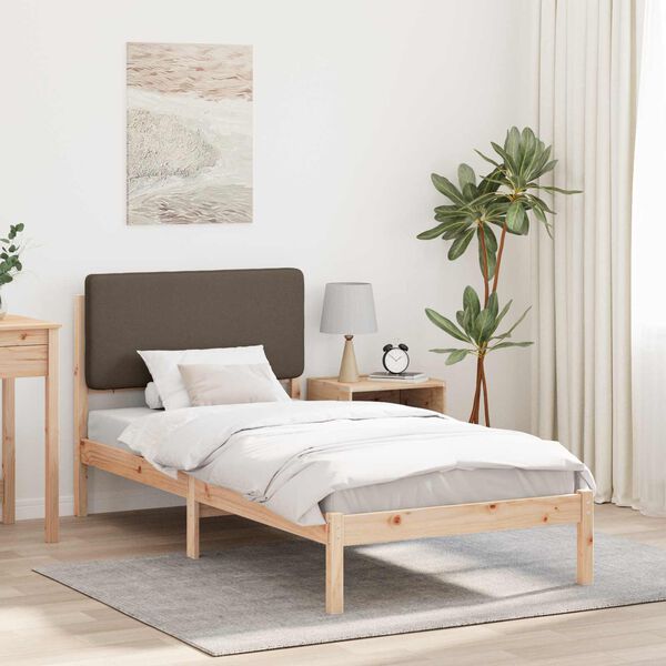 vidaXL Bedframe met Gevoerd Hoofdgedeelte Taupe 90 x 190 cm