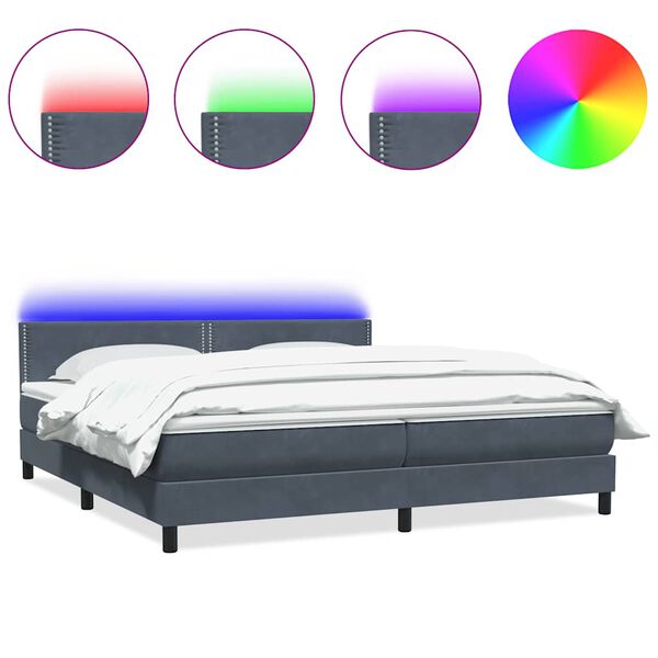 vidaXL Boxspring met matras en LED fluweel donkergrijs 200x210 cm