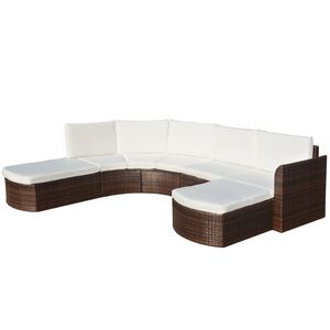 vidaXL 4-delige Loungeset met kussens poly rattan bruin