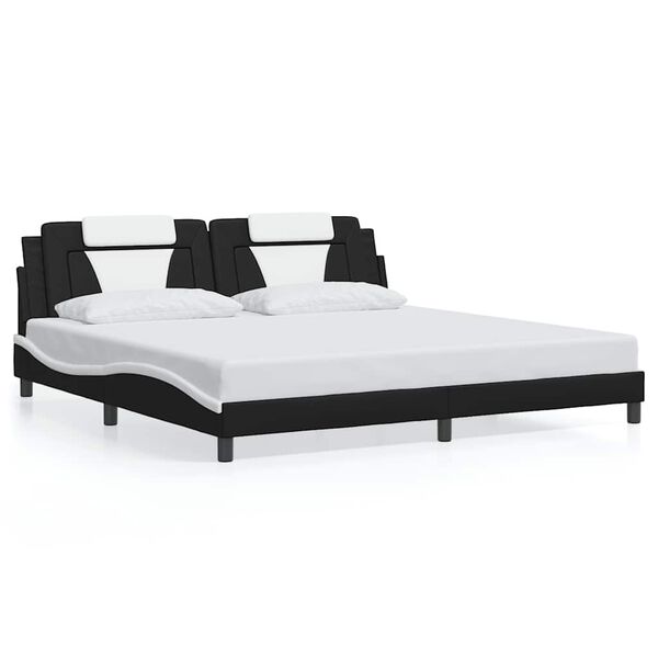 vidaXL Bedframe "Viana" zonder matras kunstleer zwart en wit 200x200 cm