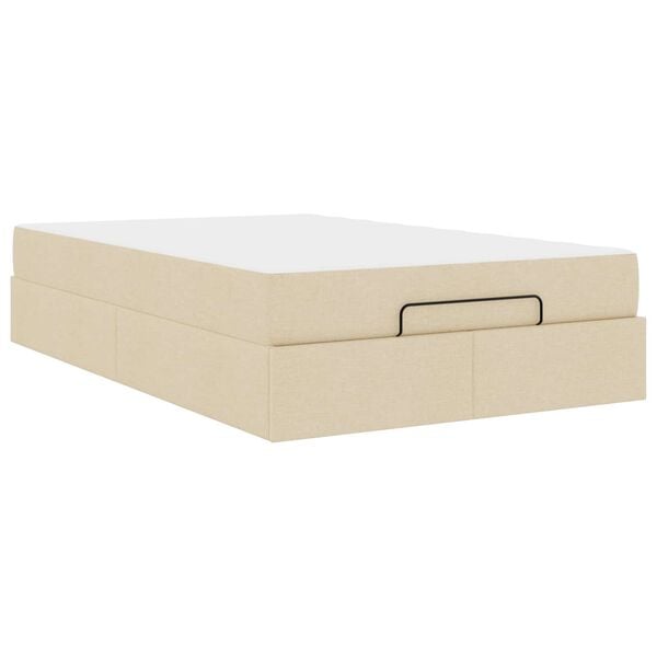 vidaXL Bedframe met matras met matras 2 pcs Cr&egrave;me Stof