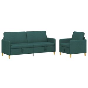 vidaXL Bankenset met opbergruimte 2 st Donkergroen Polyester
