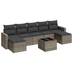 vidaXL 8-delige Loungeset met kussens poly rattan grijs