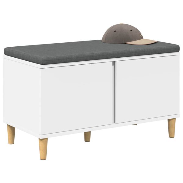 vidaXL Halbank met kussen met opslag met de deur Wit 80 x 38 x 46 cm