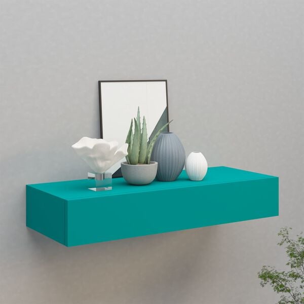 viaXL Wandschap met lade 60x23,5x10 cm MDF blauw