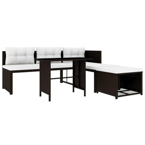 vidaXL 4-delige Loungeset poly rattan bruin