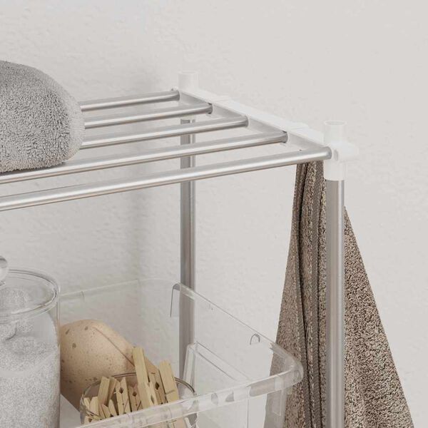 vidaXL Wasmachineplank met opslag Wit 70 x 27 x 136 cm Aluminium