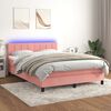vidaXL Boxspring met matras en LED fluweel roze 140x190 cm