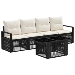 vidaXL Tuinbankenset 5 st Zwart en Cream Wit poly rattan