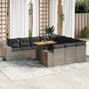 vidaXL 10-delige Loungeset met kussens poly rattan acacia grijs