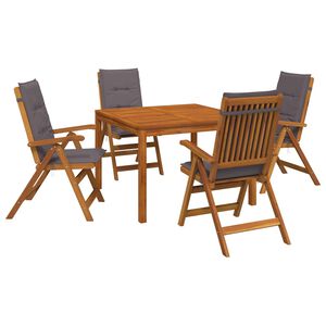 vidaXL 5-delige tuin eetset Naturel Massief Acaciahout