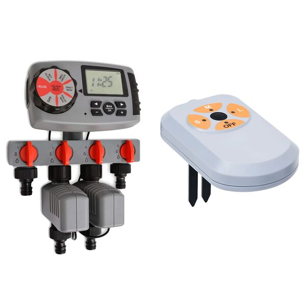 vidaXL Watertimer automatisch met 4 stations en vochtsensor 3 V