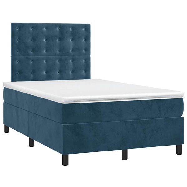vidaXL Boxspring met matras en LED fluweel donkerblauw 120x200 cm