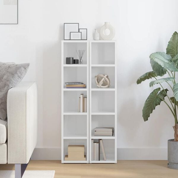 vidaXL Cd-kasten 2 st 21x16x93,5 spaanplaat hoogglans wit