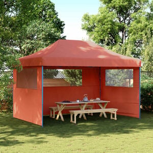 vidaXL Partytent inklapbaar pop-up met 3 zijwanden terracottakleurig