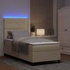 vidaXL Boxspring bed met matras met LED Cr&egrave;me 90 x 190 cm Stof