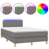 vidaXL Boxspring met matras en LED stof donkergrijs 120x190 cm