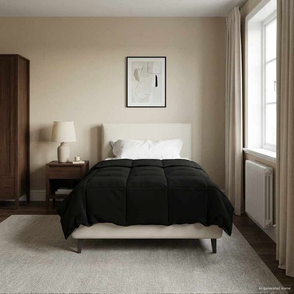 vidaXL Vol jaar dekbed Gekwilt Zwart 135 x 220 cm Microfiber