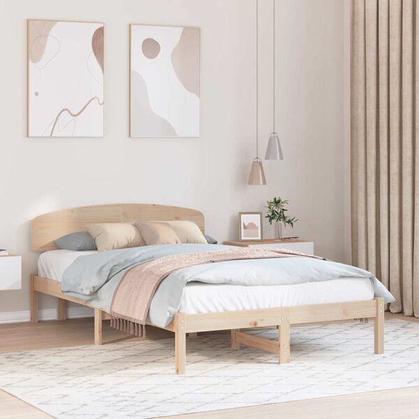 vidaXL Bedframe met hoofdeinde Naturel 140 x 190 cm Massief grenenhout