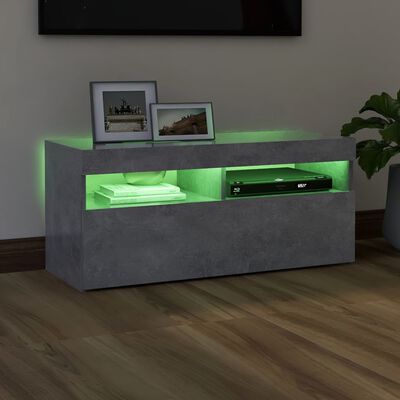 vidaXL Tv-meubel met LED-verlichting 90x35x40 cm betongrijs