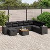vidaXL 9-delige Loungeset met kussens poly rattan zwart
