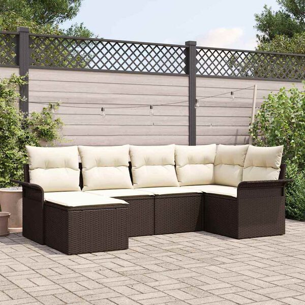 vidaXL Tuin Sofa Set met kussen 6 pcs Bruin poly rattan