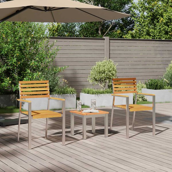 vidaXL Tuin eettafelset 3 pcs Bruin Massief Acaciahout