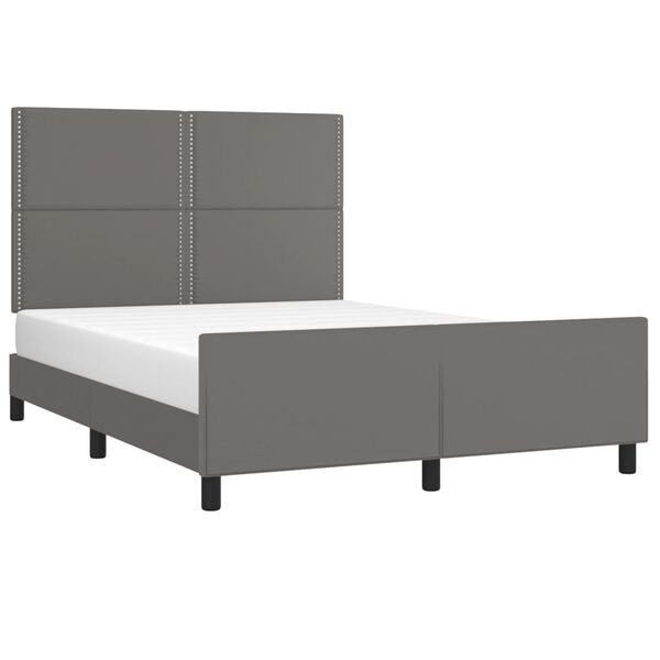vidaXL Bedframe met hoofdbord kunstleer grijs 140x200 cm