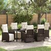 vidaXL Tuin eettafelset met kussen 7 pcs Bruin poly rattan