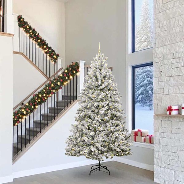 vidaXL Kunstkerstboom met 300 LED Groen en Wit 300 cm PVC en Metaal