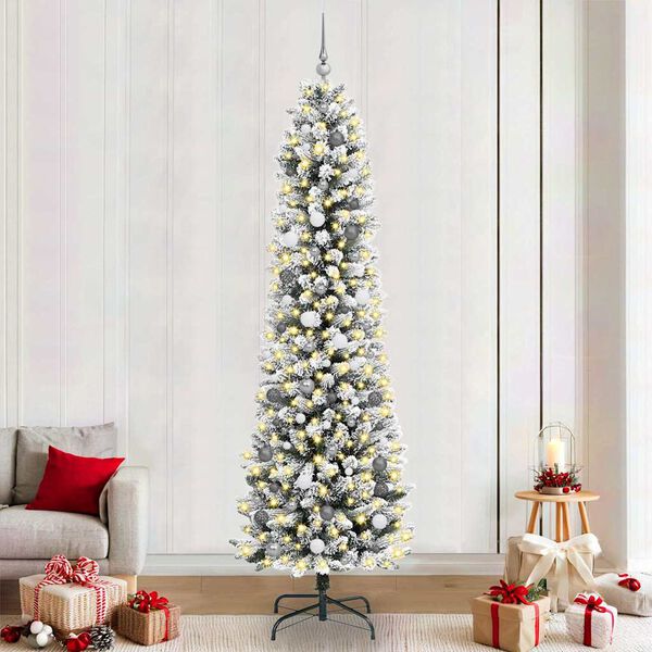 vidaXL Kunstkerstboom met 300 LED Wit 240 cm PVC en Metaal en Plastic