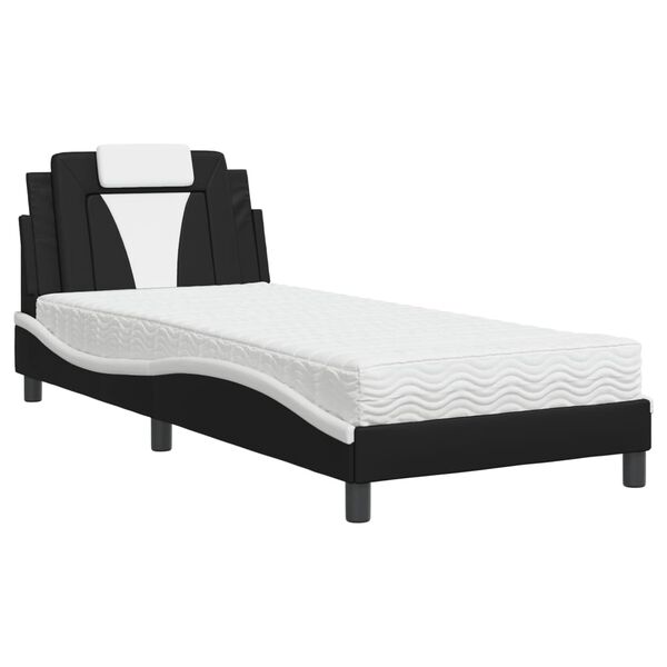 vidaXL Bed "Viana" met matras kunstleer zwart en wit 80x200 cm