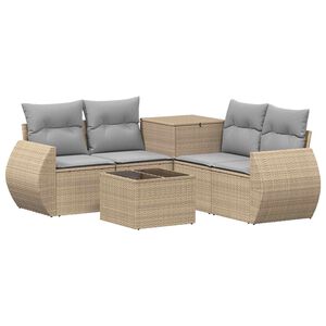 vidaXL Bankstel 6 st Beige en Licht Grijs Poly Rattan en Staal