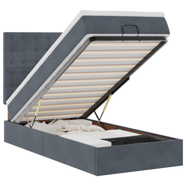 vidaXL Ottoman bed met matrassen en LED's 90x200cm fluweel donkergrijs