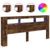vidaXL Hoofdeinde met LED 220x18,5x103,5 cm bewerkt hout gerookt eiken
