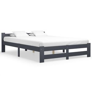 vidaXL Bedframe massief grenenhout donkergrijs 120x200 cm