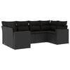 vidaXL 6-delige Loungeset met kussens poly rattan zwart