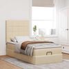 vidaXL Ottoman bed met matras en LED's 90x190cm stof cr&egrave;mekleurig