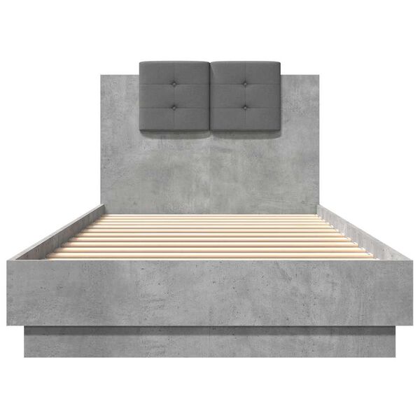 vidaXL Bedframe met hoofdeinde bewerkt hout betongrijs 90x200 cm