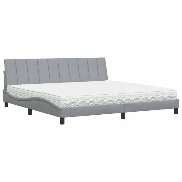vidaXL Bed met matras "Hanko" stof lichtgrijs 200x200 cm