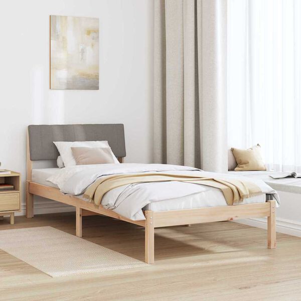 vidaXL Bedframe Bruin en taupe 90 x 190 cm Massief grenenhout