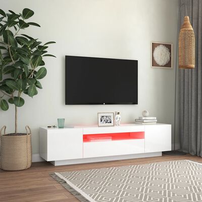 vidaXL Tv-meubel met LED-verlichting 160x35x40 cm hoogglans wit