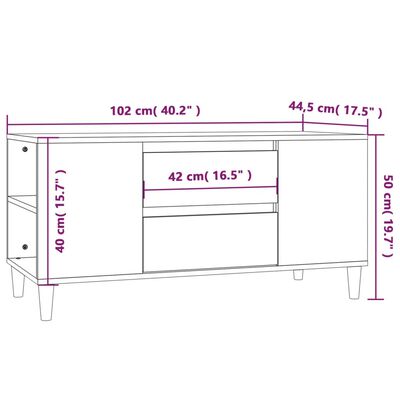 vidaXL Tv-meubel 102x44,5x50 cm bewerkt hout betongrijs